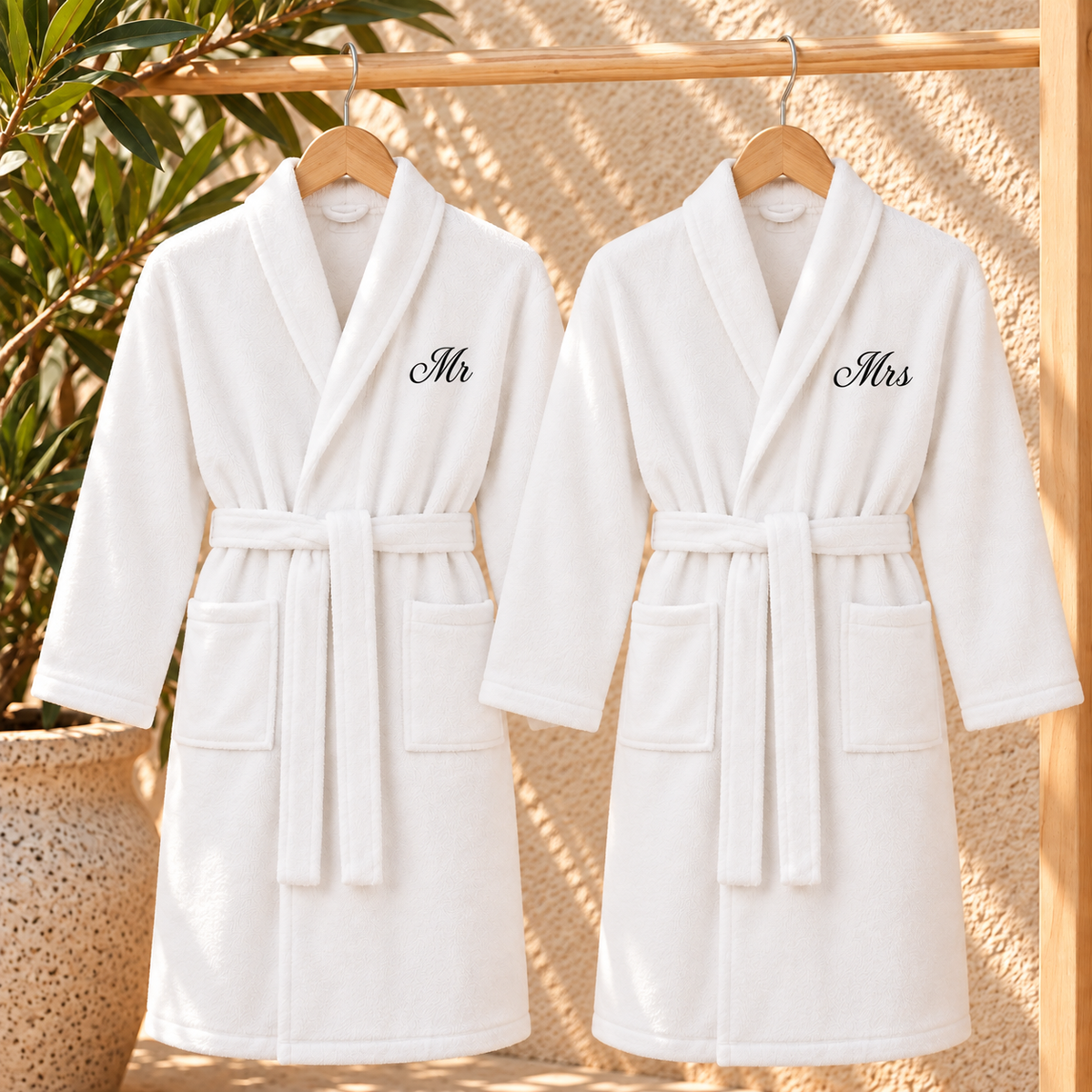 Personalised White Robe | Cotton Dressing Gown