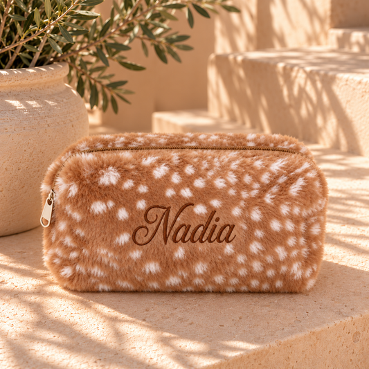 Personalised Fawn Print Makeup Bag | Cosmetic Pouch