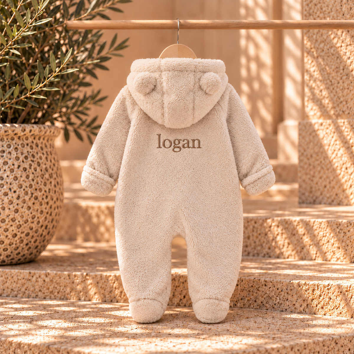 Personalised Teddy Bear Baby Romper | Fleece Baby Outfit
