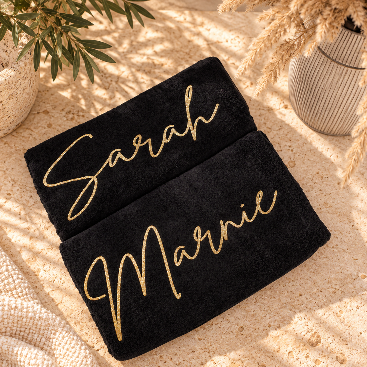 Gepersonaliseerde strandlaken | Handdoek met eigen naam & initialen