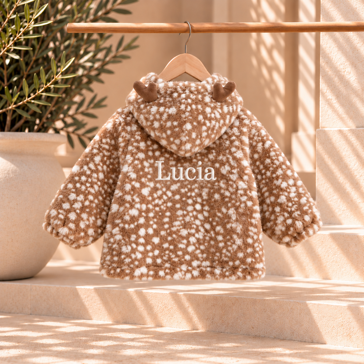 Personalised Fawn Print Jacket | Hooded Baby & Kids Coat