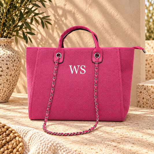 Gepersonaliseerde roze tas | Tas met eigen initiaal