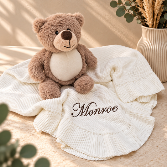 Gepersonaliseerde geborduurde babydeken | Luxe kraamcadeau