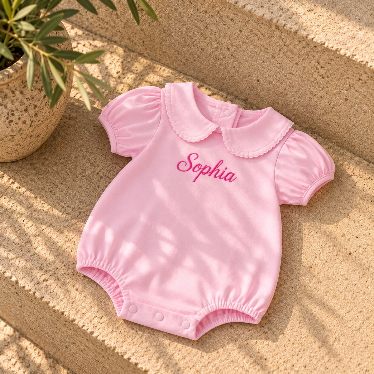 Personalised Baby Romper | Peter Pan Collar