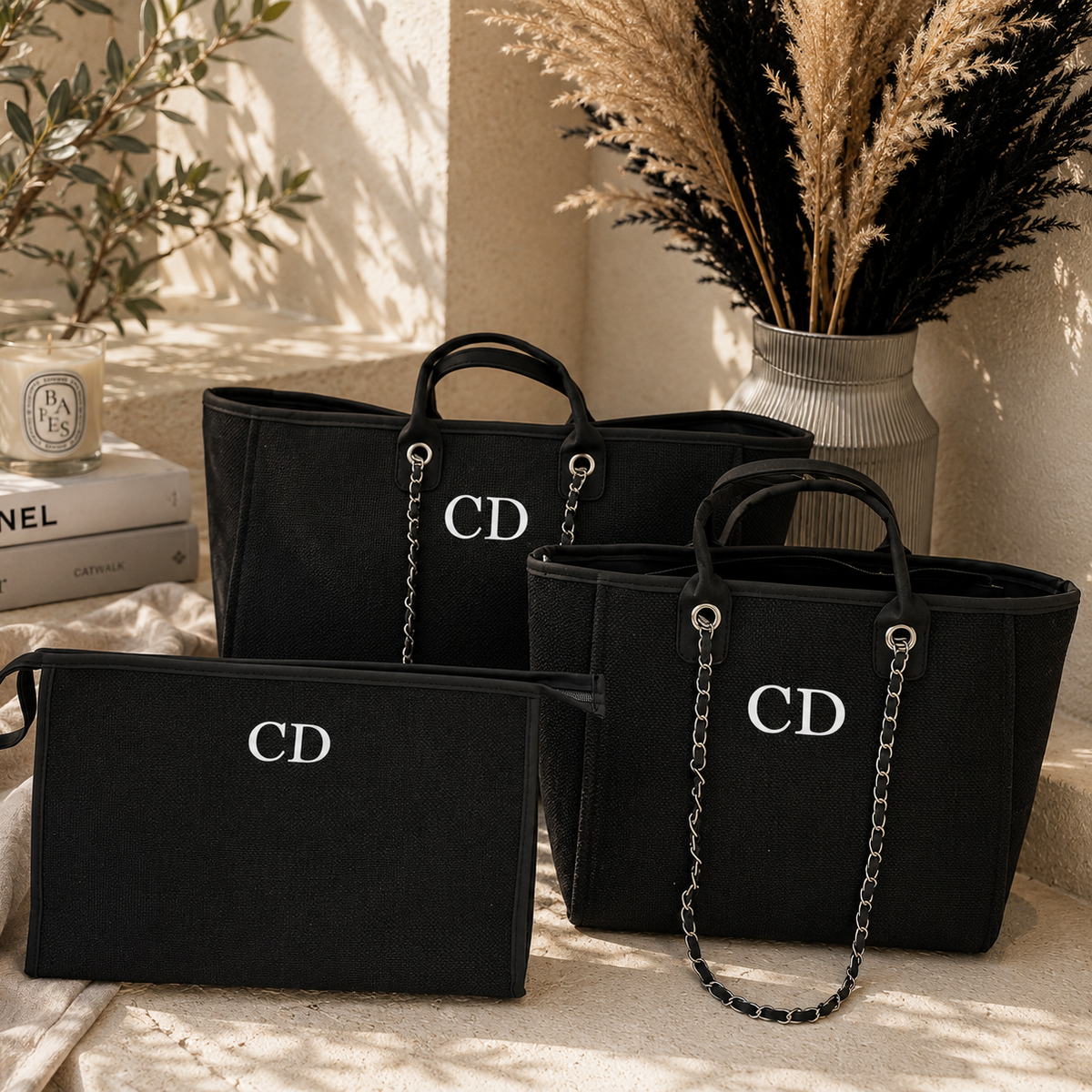 Gepersonaliseerde draagtas | Custom tas met initiaal voor dames