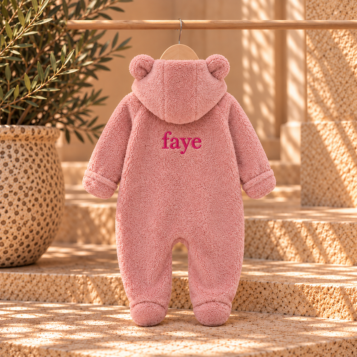 Personalised Teddy Bear Baby Romper | Fleece Baby Outfit