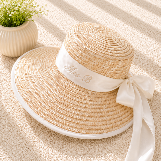 Gepersonaliseerde Zonnehoed | Luxe Damesstrand- & Vakantiehoed