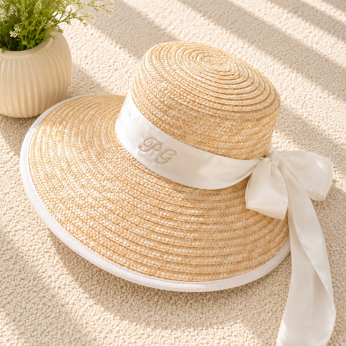 Gepersonaliseerde Zonnehoed | Luxe Damesstrand- & Vakantiehoed