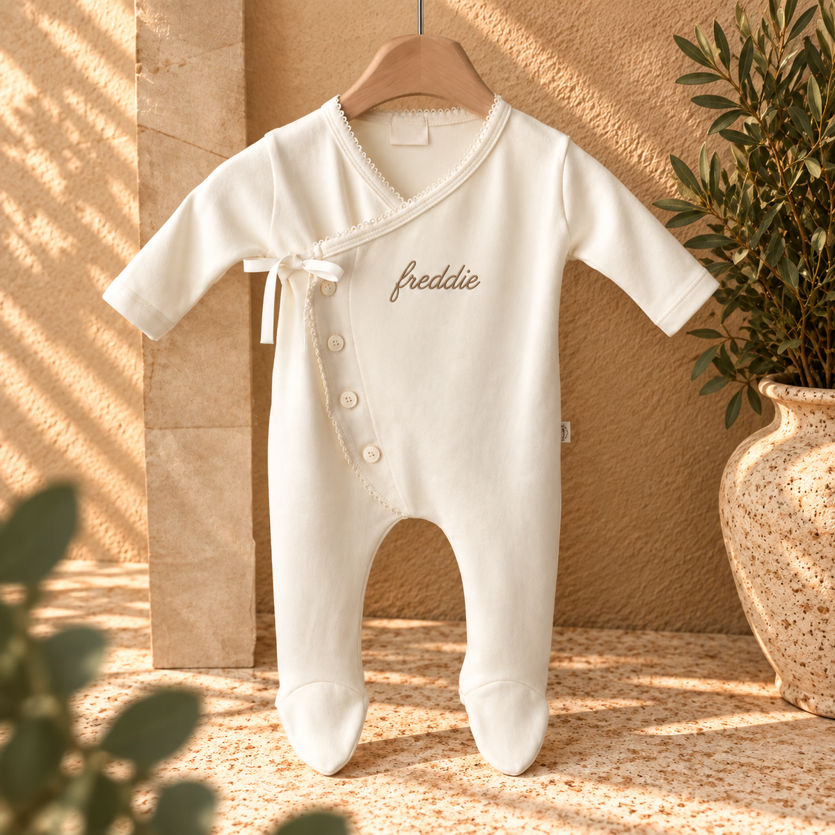 Personalised Baby Kimono Sleepsuit | Baby Wrap Sleepsuit