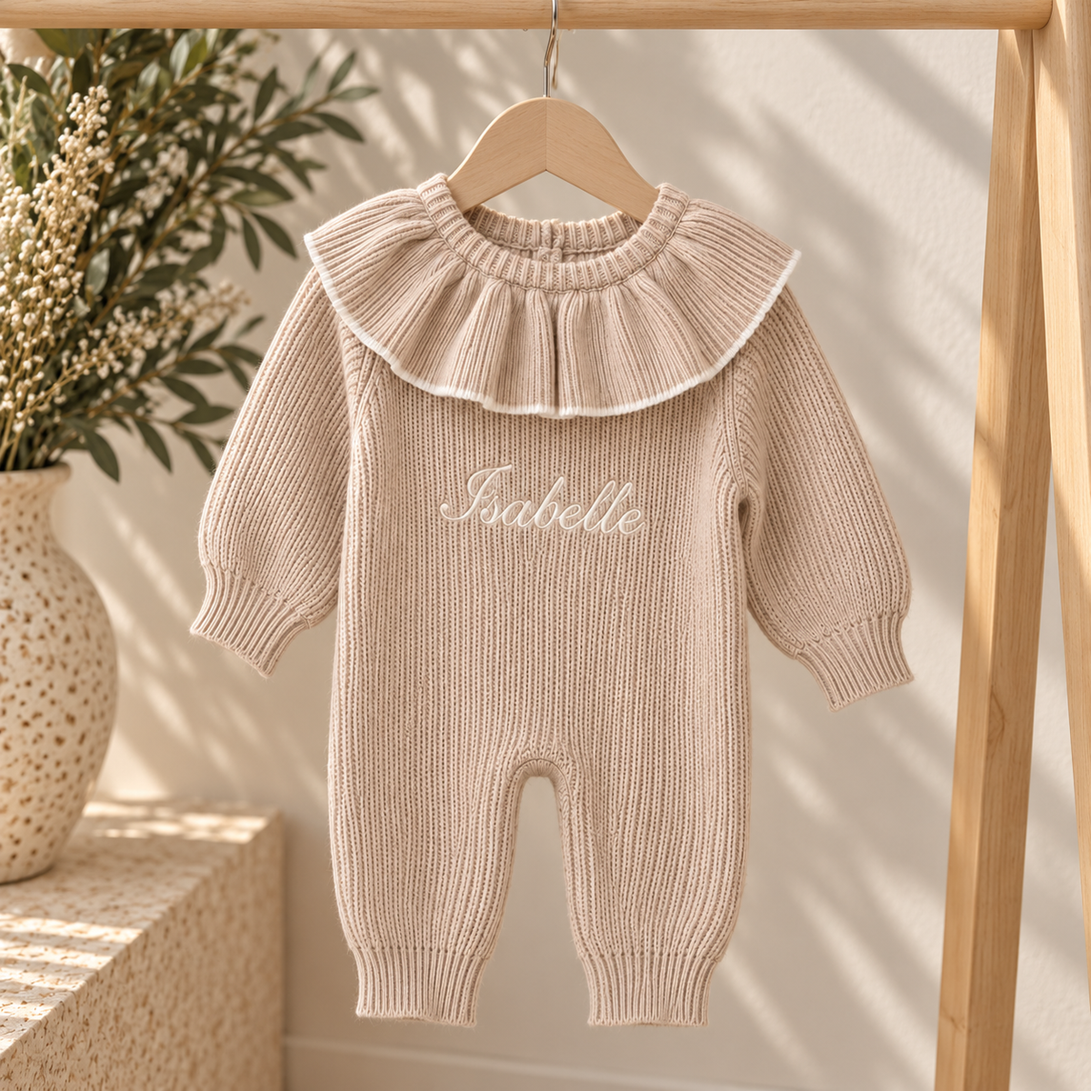 Gepersonaliseerde gebreide babyromper | Gebreide babyoutfit