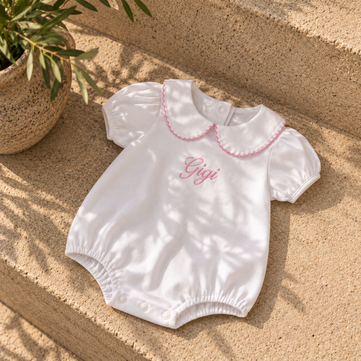 Personalised Baby Romper | Peter Pan Collar