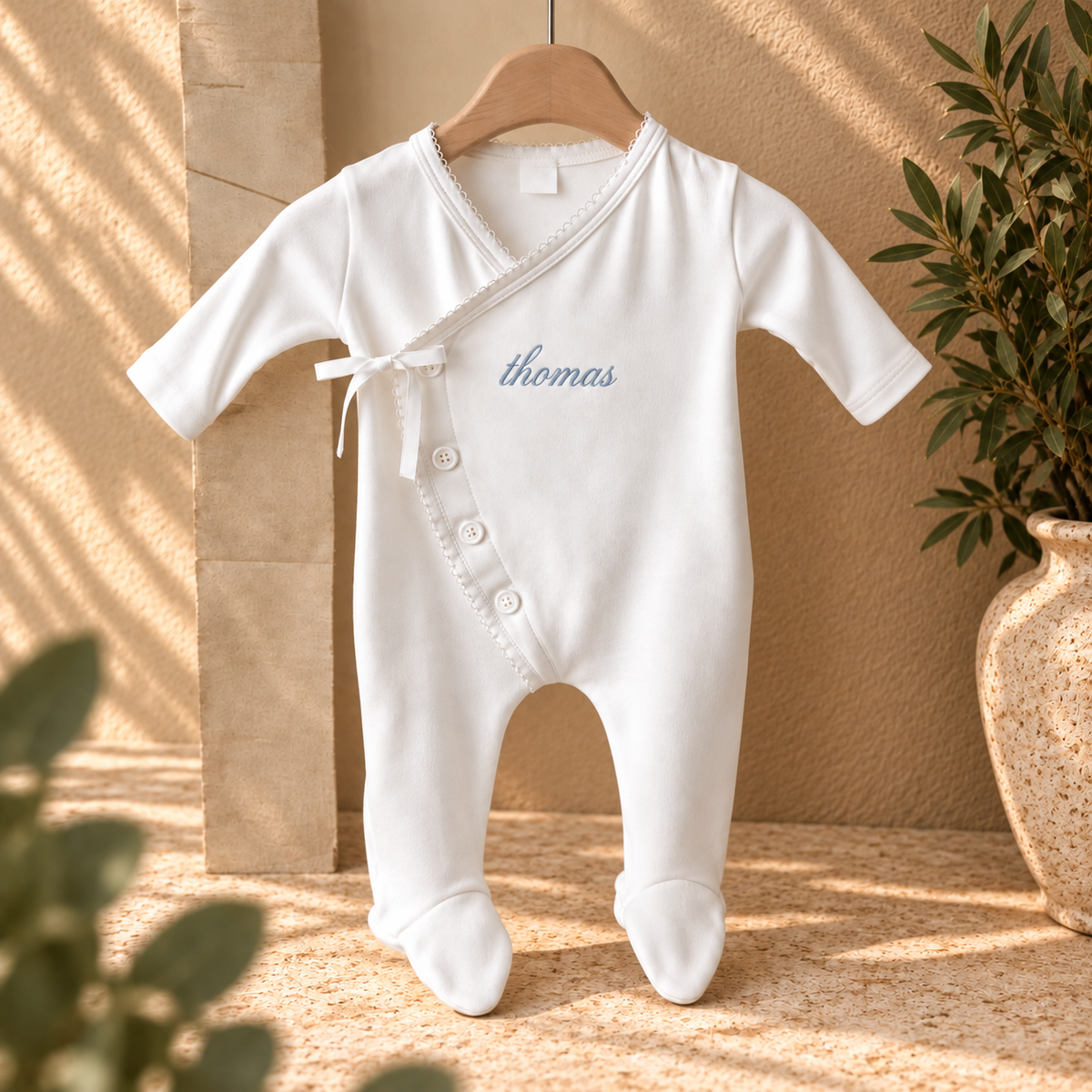 Personalised Baby Kimono Sleepsuit | Baby Wrap Sleepsuit