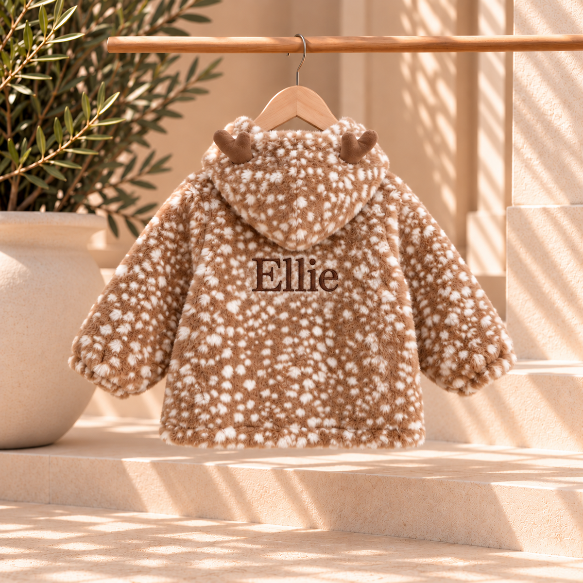 Personalised Fawn Print Jacket | Hooded Baby & Kids Coat
