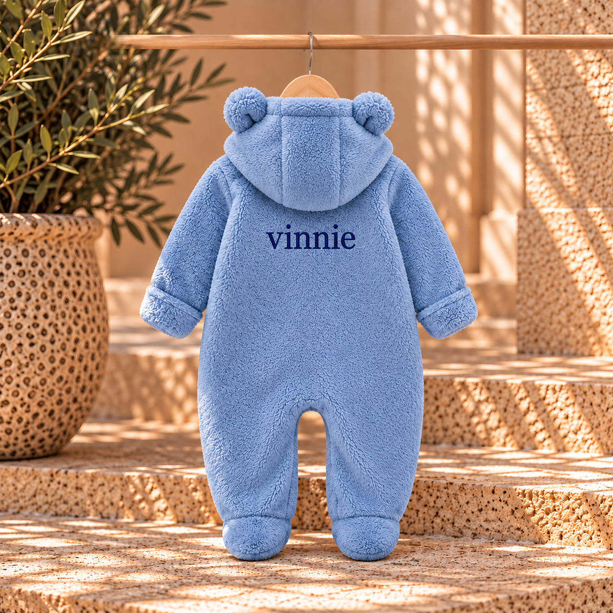 Personalised Teddy Bear Baby Romper | Fleece Baby Outfit