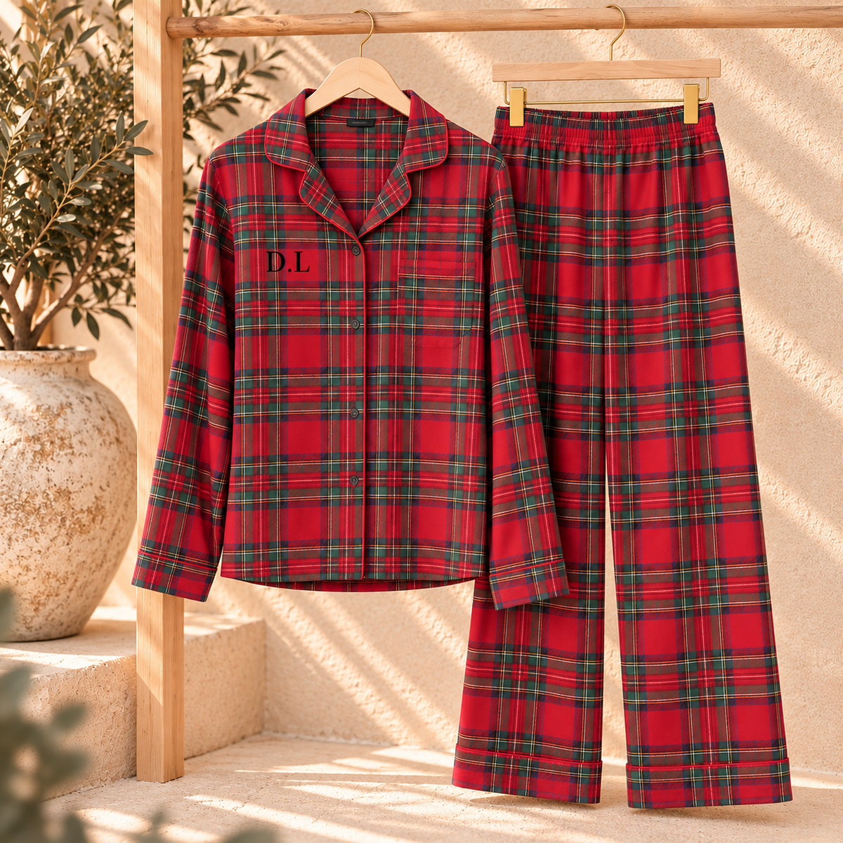 Personalised Christmas Pyjamas | Red Tartan PJs