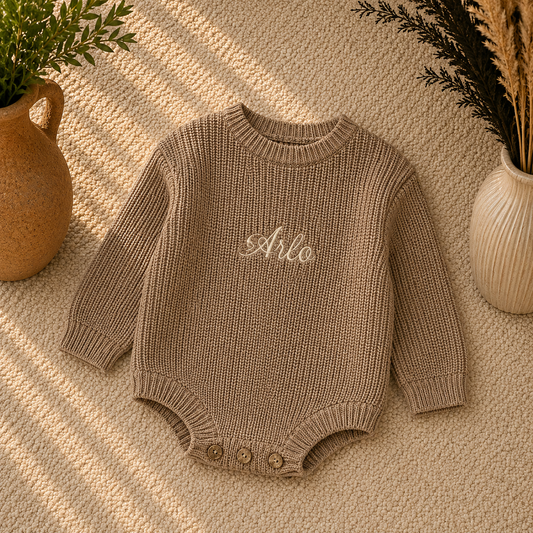 Gepersonaliseerde babyromper | Geborduurde naamtrui